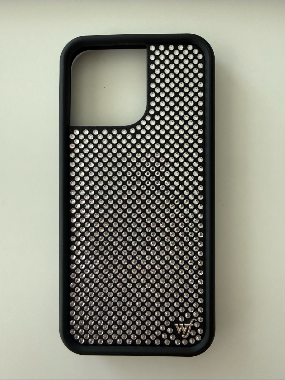 Wildflower Black Phone Case with Silver Rhinestones